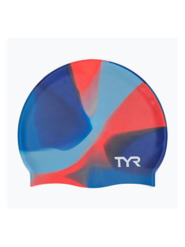 Детска шапка за плуване TYR Tiedye Silicone Multicolour Jr blue/orange