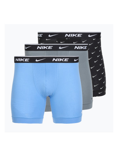Мъжки боксерки Nike Everyday Cotton Stretch 3 чифта swoosh print/grey/university blue