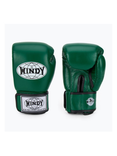 WINDY Класически зелени боксови ръкавици от естествена кожа