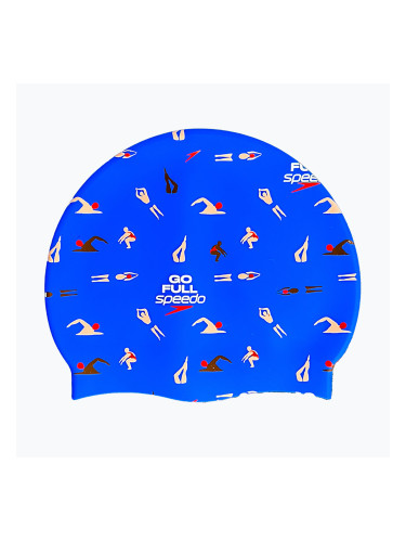 Шапка за плуване Speedo Printed Silicone speedo blue go full speedo swimmers