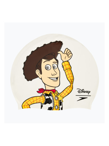 Детска шапка за плуване Speedo Slogan Print Woody бяла/жълта