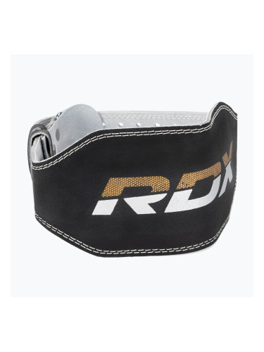 RDX Колан за вдигане на тежести 6" кожен черен/златен