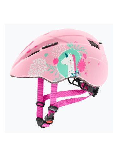 Детска каска за велосипед UVEX Kid 2 CC розов еднорог матов