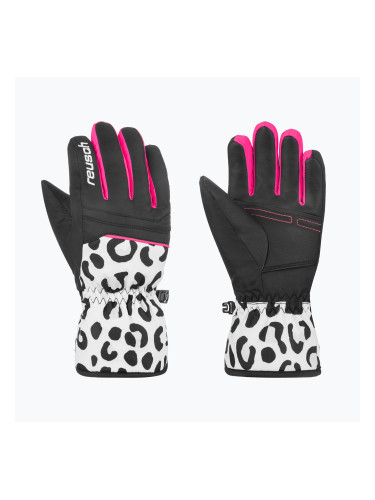 Детски скиорски ръкавици Reusch Alan Junior white/grey leopard