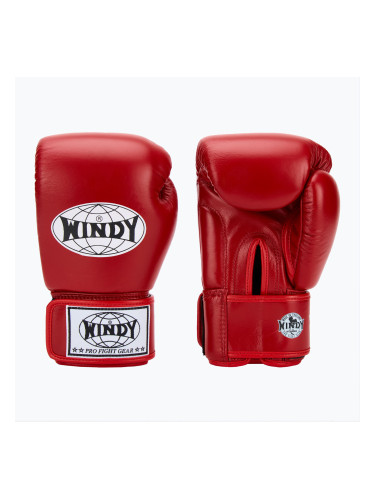 WINDY Класически червени боксови ръкавици от естествена кожа