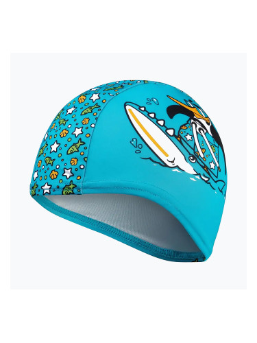 Speedo Печатана полиестерна шапка за плуване в синьо/зелено