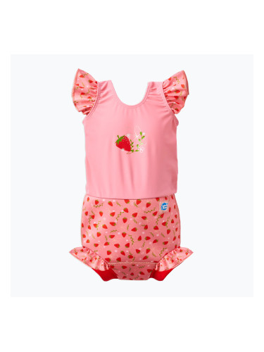 Детски бански от една част с пелена Splash About Happy Nappy Frills ягодово поле