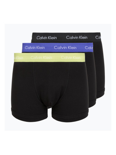 Мъжки боксерки Calvin Klein 0000U2662G Trunk 3 чифта black w green bloom wb/black w da