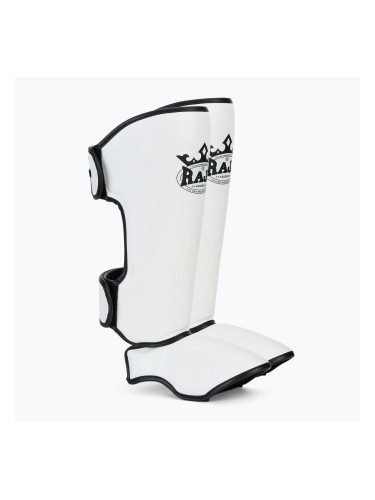 RAJA BOXING Олекотени предпазители за пищяли Полукожени бели протектори за пищяли и стъпала