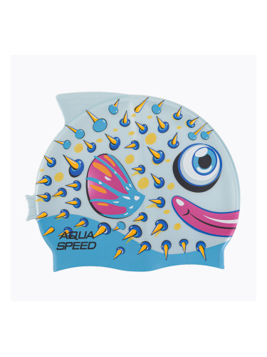 AQUA-SPEED Zoo Fish 02 шапка за плуване в бяло и синьо 115