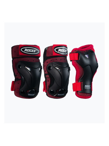 Детски комплект подложки Roces Ventilated 3 Pack 002 черен/червен 301352