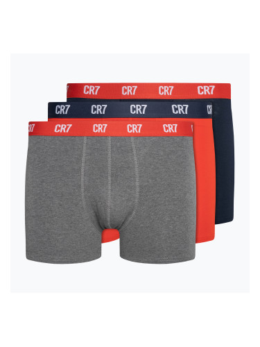 Мъжки боксерки CR7 Basic Trunk 3 чифта сив меланж/червен/наситен