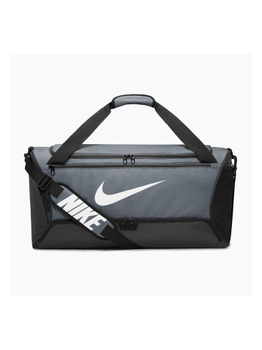 Чанта за тренировки Nike Brasilia 9,5 60 л сиво/бяло