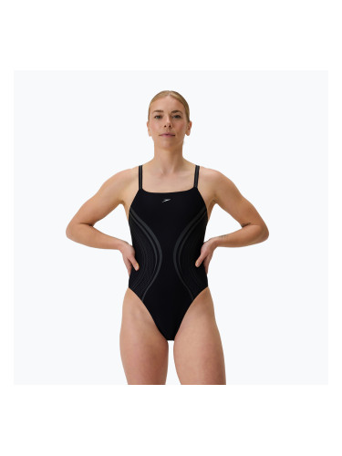 Дамски цял бански костюм Speedo Printed Active Back black