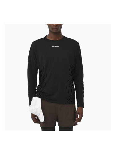 Мъжка блуза с дълъг ръкав за бягане Salomon Sense Aero GFX deep black