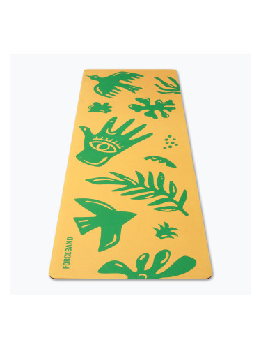 Килимче за йога/фитнес FORCEBAND Energy Yellow 4 мм зелено/жълто