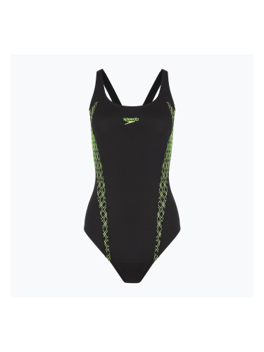 Дамски цял бански костюм Speedo Panel Muscleback black/green