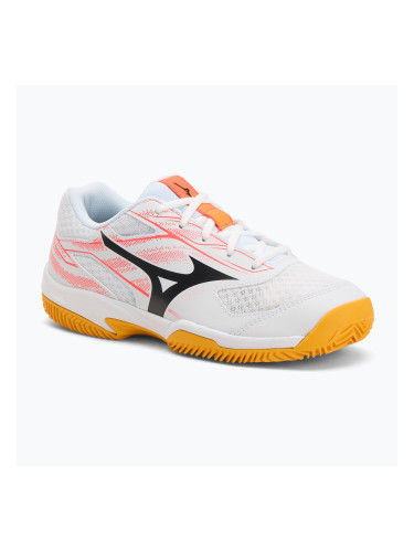 Детски обувки за тенис Mizuno Break Shot 5 Jr CC white/calypso coral/citrus