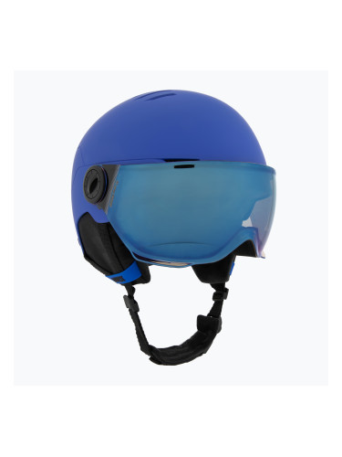 Детска ски каска UVEX Rocket Visor Jr blue matt/mirror blue/smoke