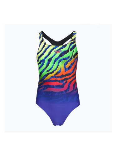Детски цял бански костюм Speedo Digital Placement Medalist blue/green
