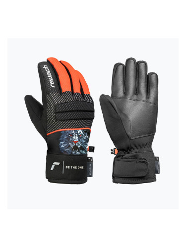 Детски скиорски ръкавици Reusch Warrior R-Tex XT Junior blck/silver/fluo red