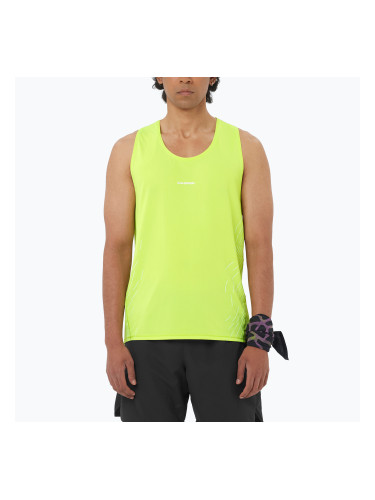 Мъжка тениска за бягане Salomon Sense Aero Singlet GFX acid lime