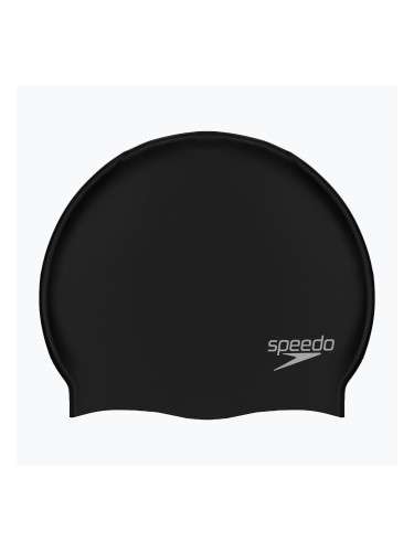 Speedo Обикновена плоска силиконова плувна шапка черна 68-70991