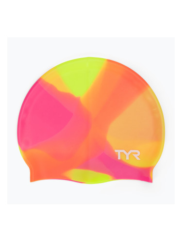 Детска шапка за плуване TYR Tiedye Silicone Multicolour Jr yellow/pink/orange