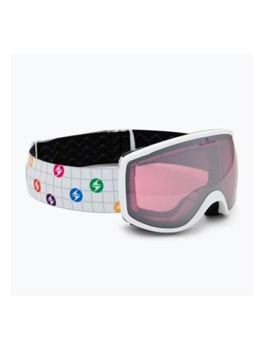 Детска скиорска маска Blizzard 963 DAO white shiny/rosa/silver mirror