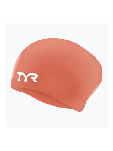 Шлем за плуване TYR Long Hair Wrinkle Free Silicone coral/white