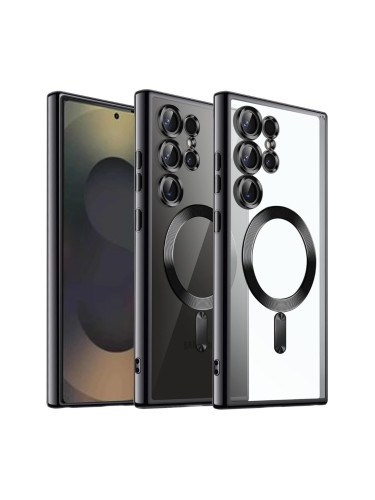 Силиконов кейс bSmart Chrome Magsafe с протектори за камерите, За Samsung Galaxy S26 Ultra, Черен