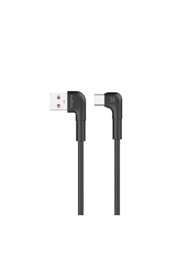Кабел USB-A - USB-C ъглов, Maxlife MXUC-09 2м 3A, Черен