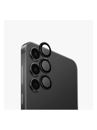 Стъклен протектор с метални рингове за задна камера MBX за Samsung Galaxy S26 Plus, Черен