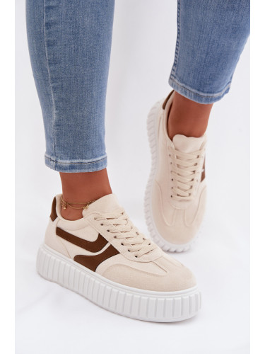 Дамски маратонки на платформа Boto от ековелур в бежов цвят Cadrina