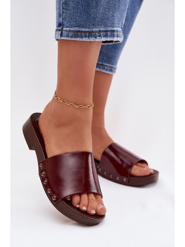 Дамски бордо джапанки с катарама