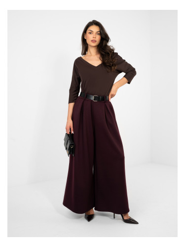 Блуза с V-образно деколте в шоколадов цвят