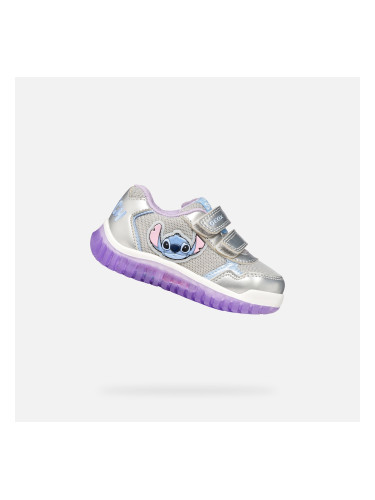Сребърни светещи кецове за момичета Geox Lightyloo