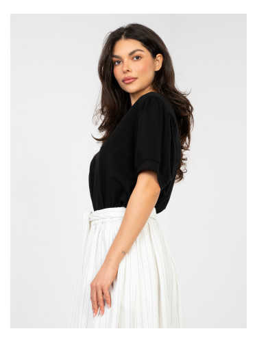 Черна блуза с бухнали ръкави