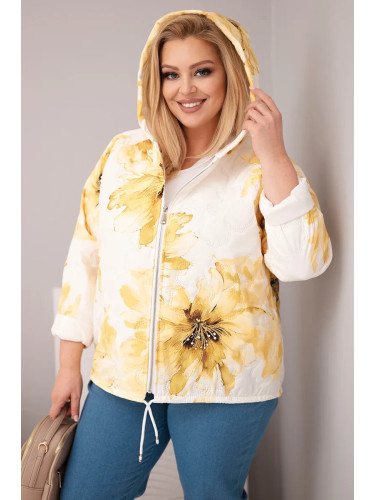 Дамско пролетно яке с флорален мотив, жълто