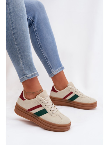 Дамски кецове на платформа EVENTO бежови