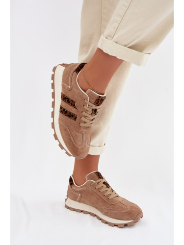 Дамски велурени маратонки с леопардов принт