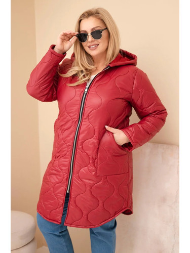 Дамско зимно ватирано яке Kesi с качулка, бордо