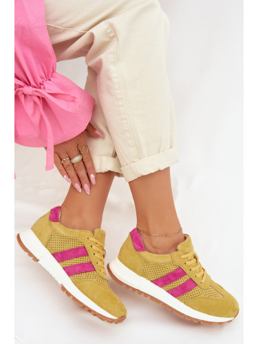 Дамски маратонки EVENTO от естествена велурена кожа, жълти