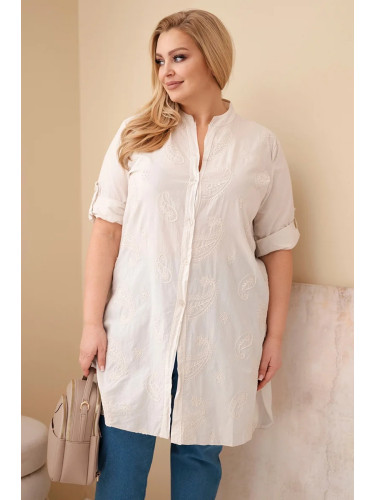 Памучна рокля с голям размер Kesi Włoski с бродерия