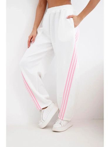 Дамски вискозен панталон Kesi с бяла странична ивица
