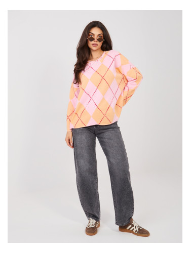 Розово-оранжев овърсайз суитшърт