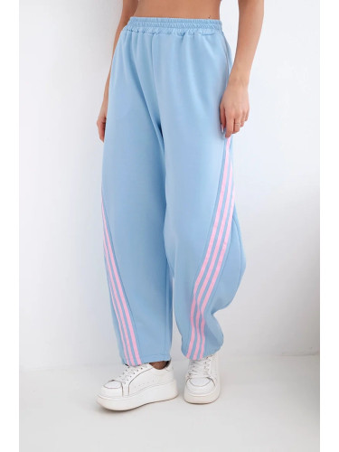 Дамски вискозен панталон Kesi със странична ивица, син