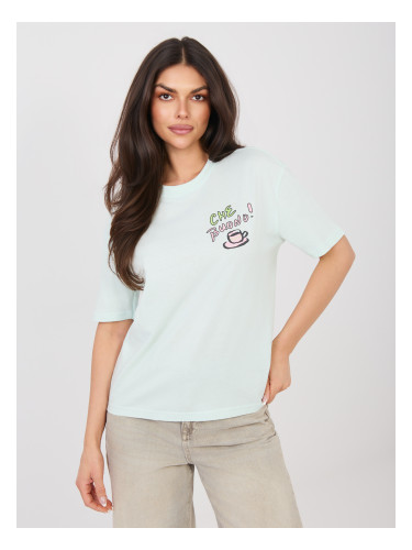 Дамска тениска с щампа в цвят мента