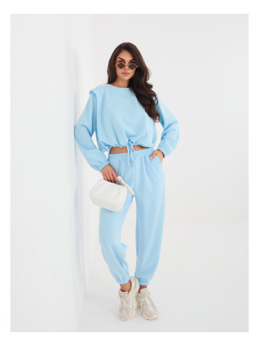 Светлосин дамски комплект с връзки