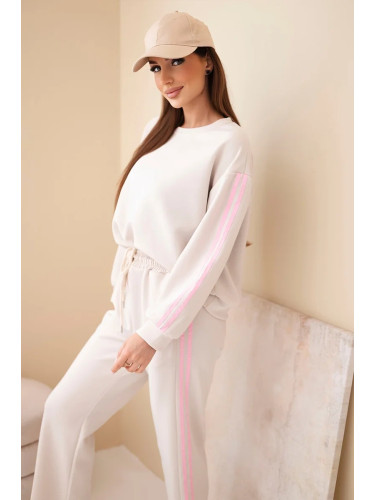 Дамски комплект Kesi от вискоза с райета в бежов цвят